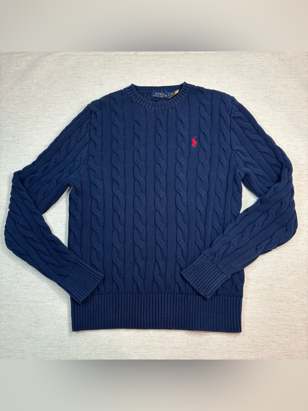 Polo Ralph Lauren women S Navy blue Cable-Knit Crewneck Sweater long sleeve